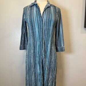 Vintage Free People Blue Black And White Striped Shirt Dress Size  M